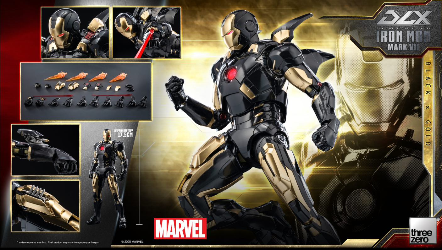 Threezero Marvel Studios: The Infinity Saga DLX Iron Man Mark 7 (Black X Gold) 1/12 Collectible Figure