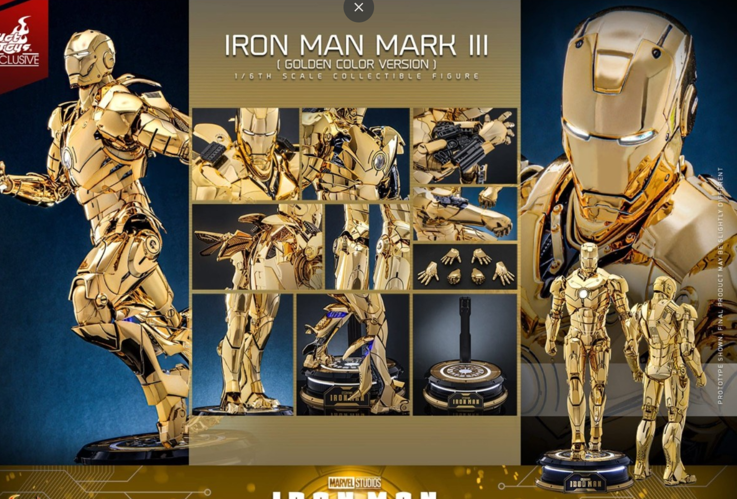 Hot Toys Iron Man Mark III (Golden Color Version) Hot Toys D69 Iron Man MMS764 1/6 Scale Figure