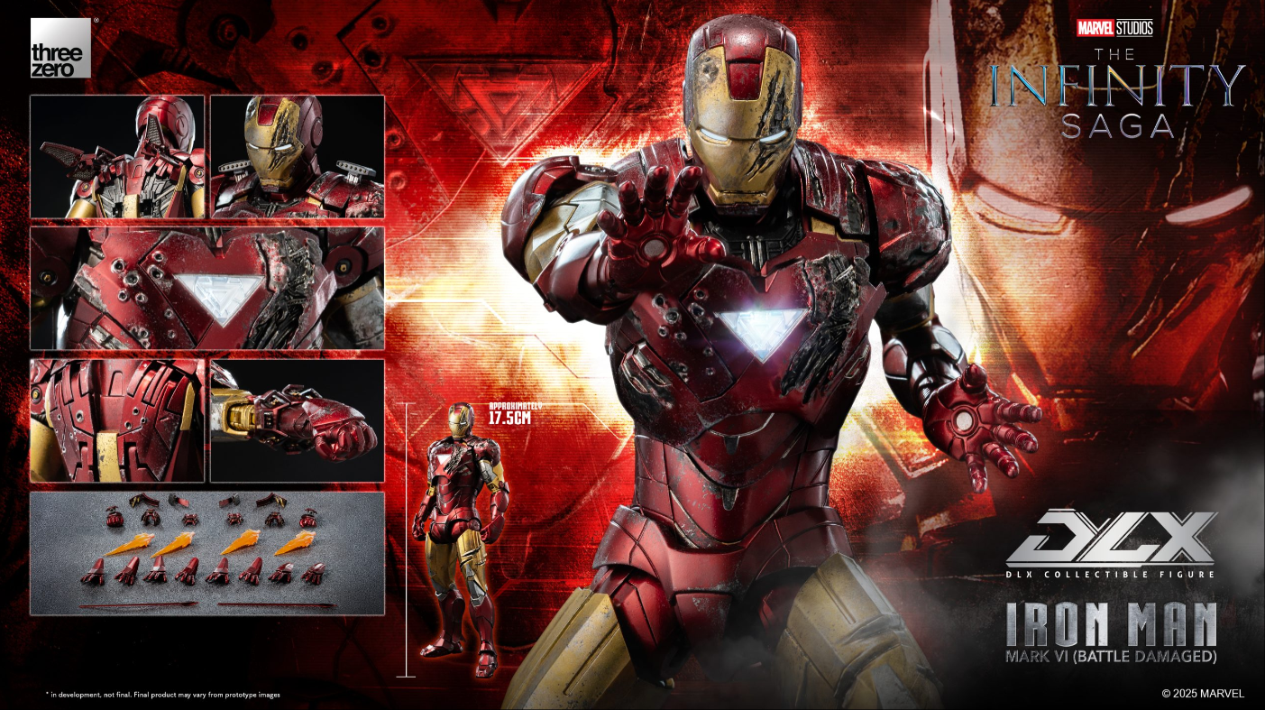Threezero Marvel Studios: The Infinity Saga DLX Iron Man Mark 6 (Battle Damaged) 1/12 Collectible Figure