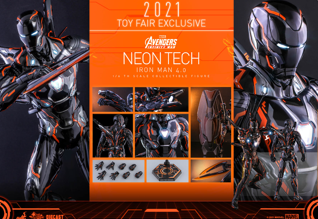 Hot Toys Neon Tech Iron Man 4.0 Hot Toys D39 Avengers : Infinity War MMS597 1/6 Scale Figure