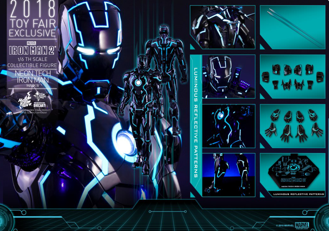 Hot Toys Mark IV Neon Tech Hot Toys D24 Iron Man 2 MMS485 1/6 Scale Figure