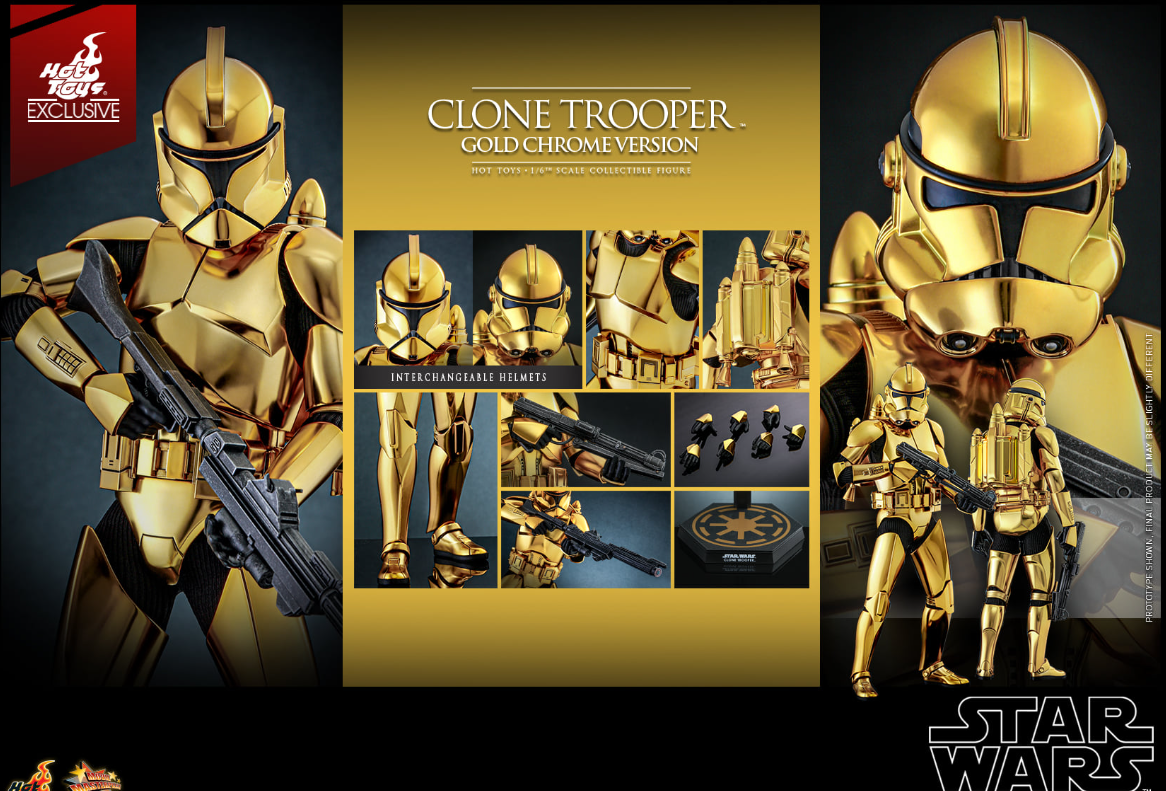 Hot Toys Clone Trooper (Gold Chrome) Hot Toys Star Wars MMS735 1/6 Scale Figure
