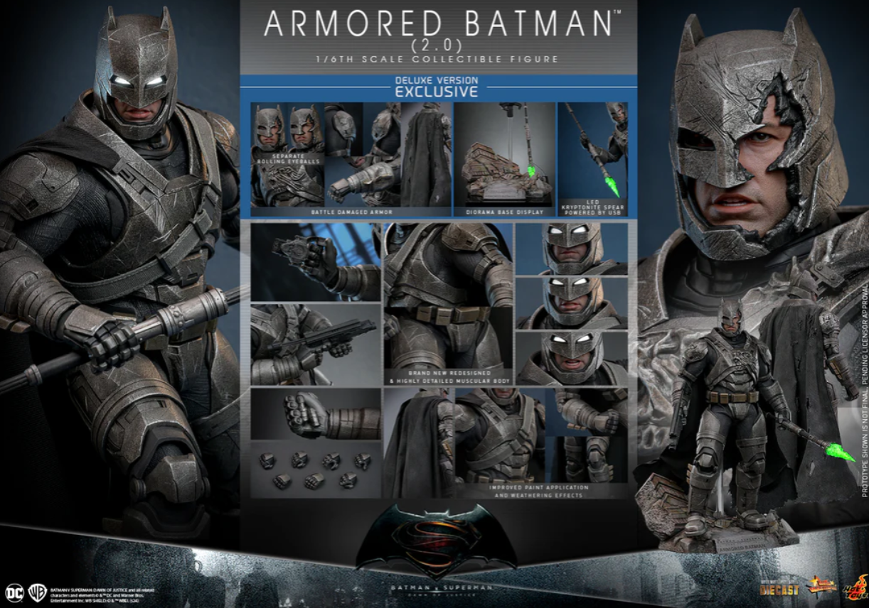 Hot Toys Armored Batman 2.0 (Deluxe Version) Hot Toys Batman v Superman: Dawn of Justice MMS743 1/6 Scale Figure