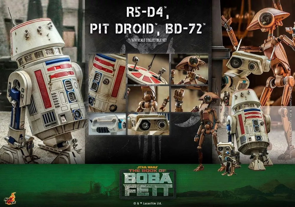 Hot Toys Star Wars -Star Wars The Book of Boba Fett R5-D4, Pit Droid, BD-72T TMS086 1/6 Scale Figure
