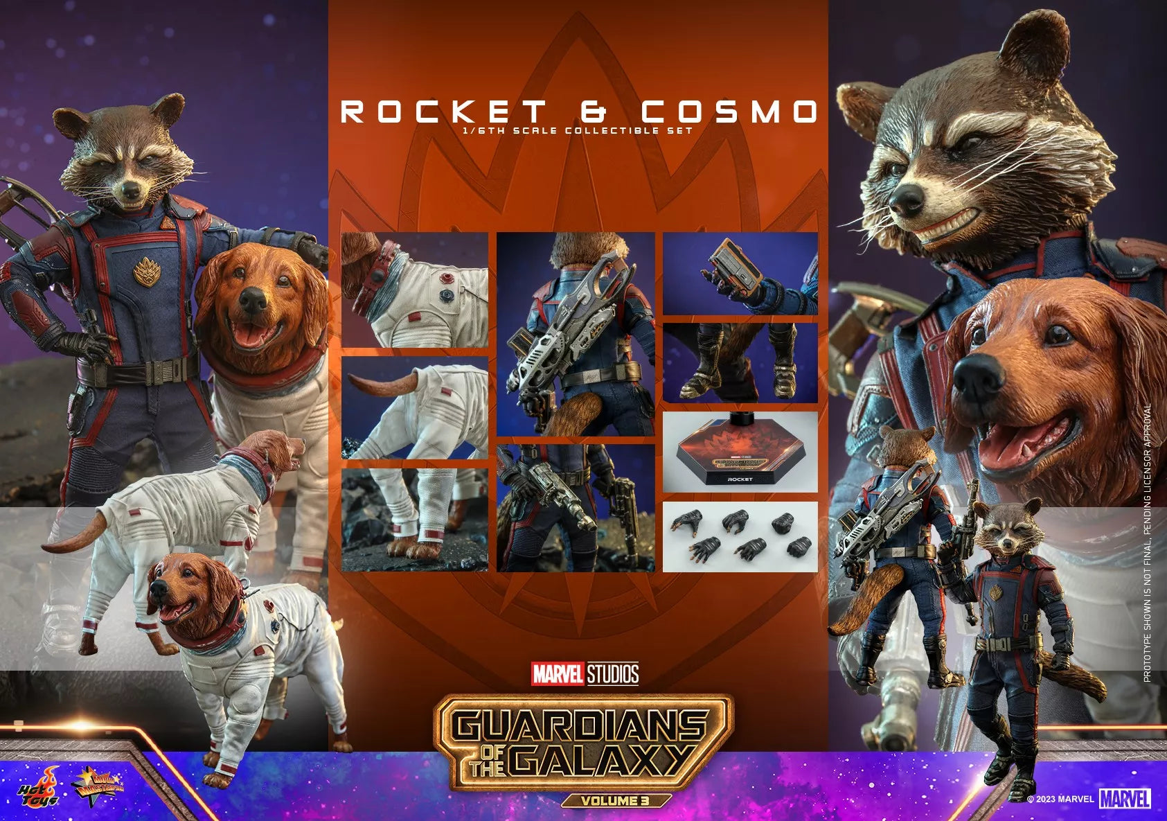 Hot Toys Guardians of the Galaxy Vol 3-Guardians of the Galaxy Vol 3  Rocket and Cosmo MMS708 1/6 Scale Figure