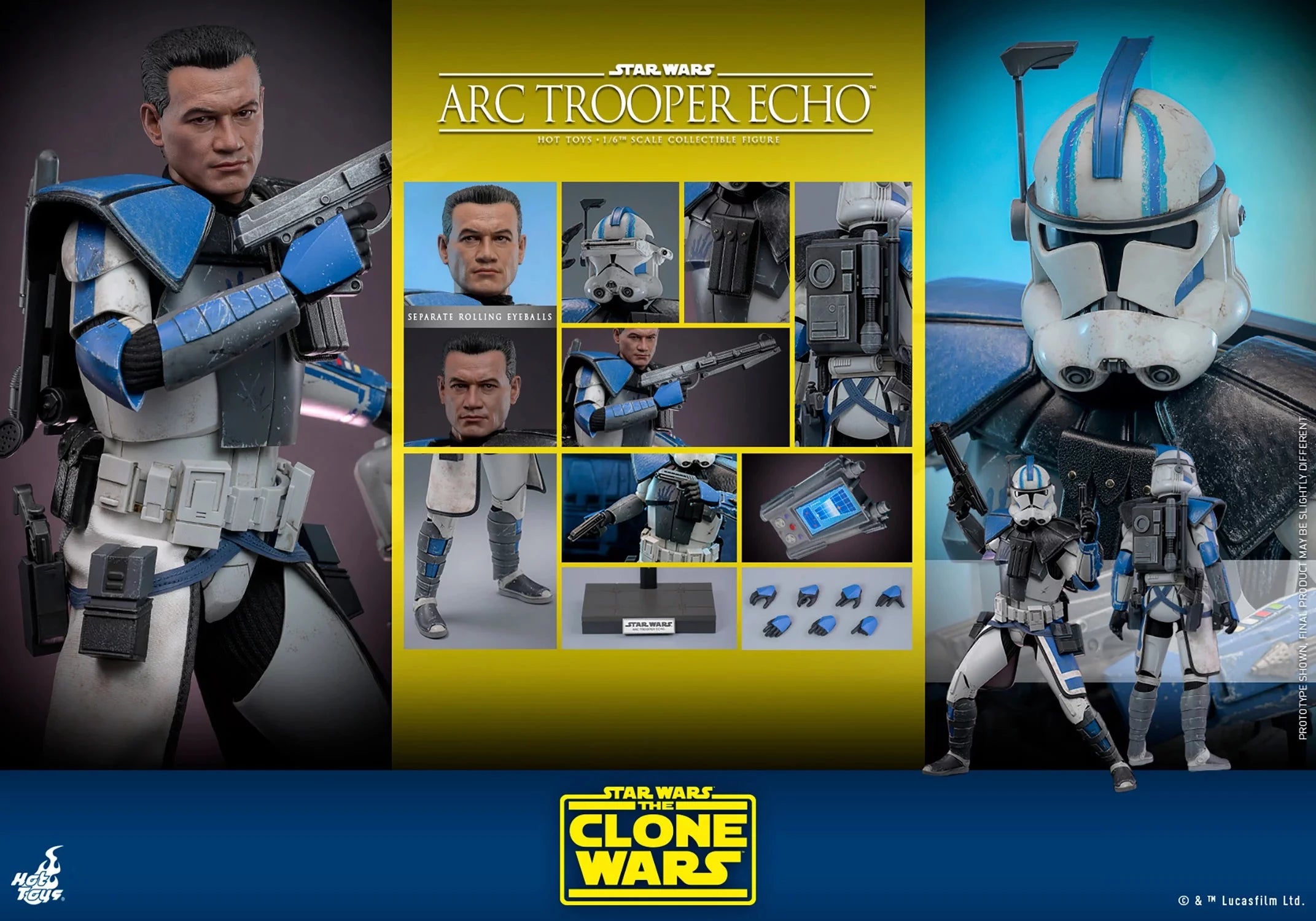 Hot Toys Star Wars-Star Wars The Clone Wars Arc Trooper Echo TMS133 1/6 Scale Figure