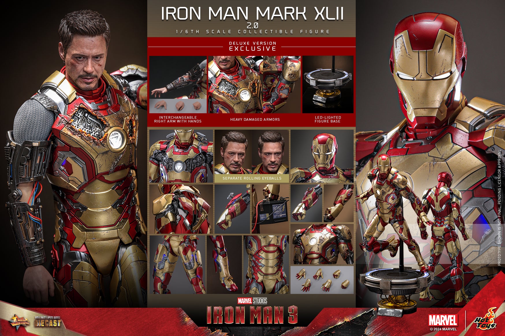 Hot Toys Iron Man Mark 42 Diecast (Deluxe Edition) Hot Toys Iron Man 3 MMS759 1/6 Scale Figure