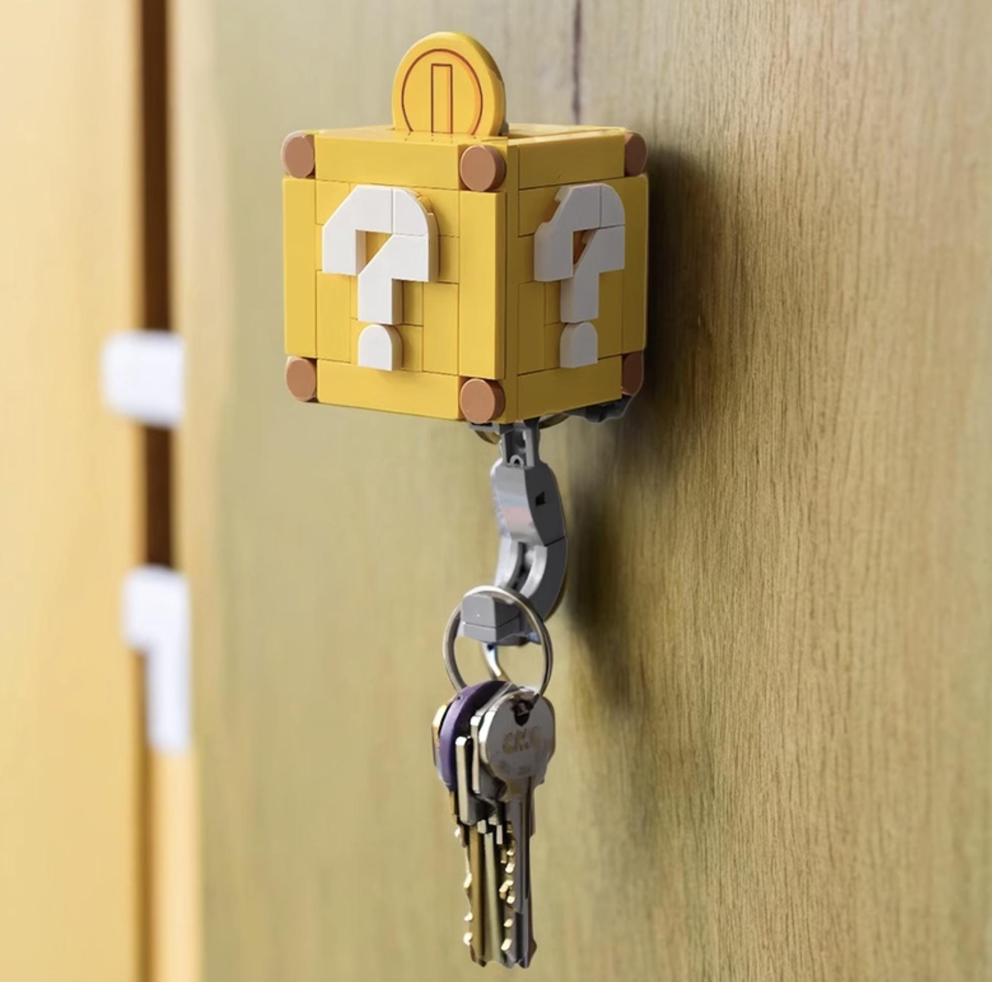Mario Question Block Key Holder - Creative Building Toy Key Hook Customized /Handcrafted Wall Key Hanger 3D Printed Wall Organizer
