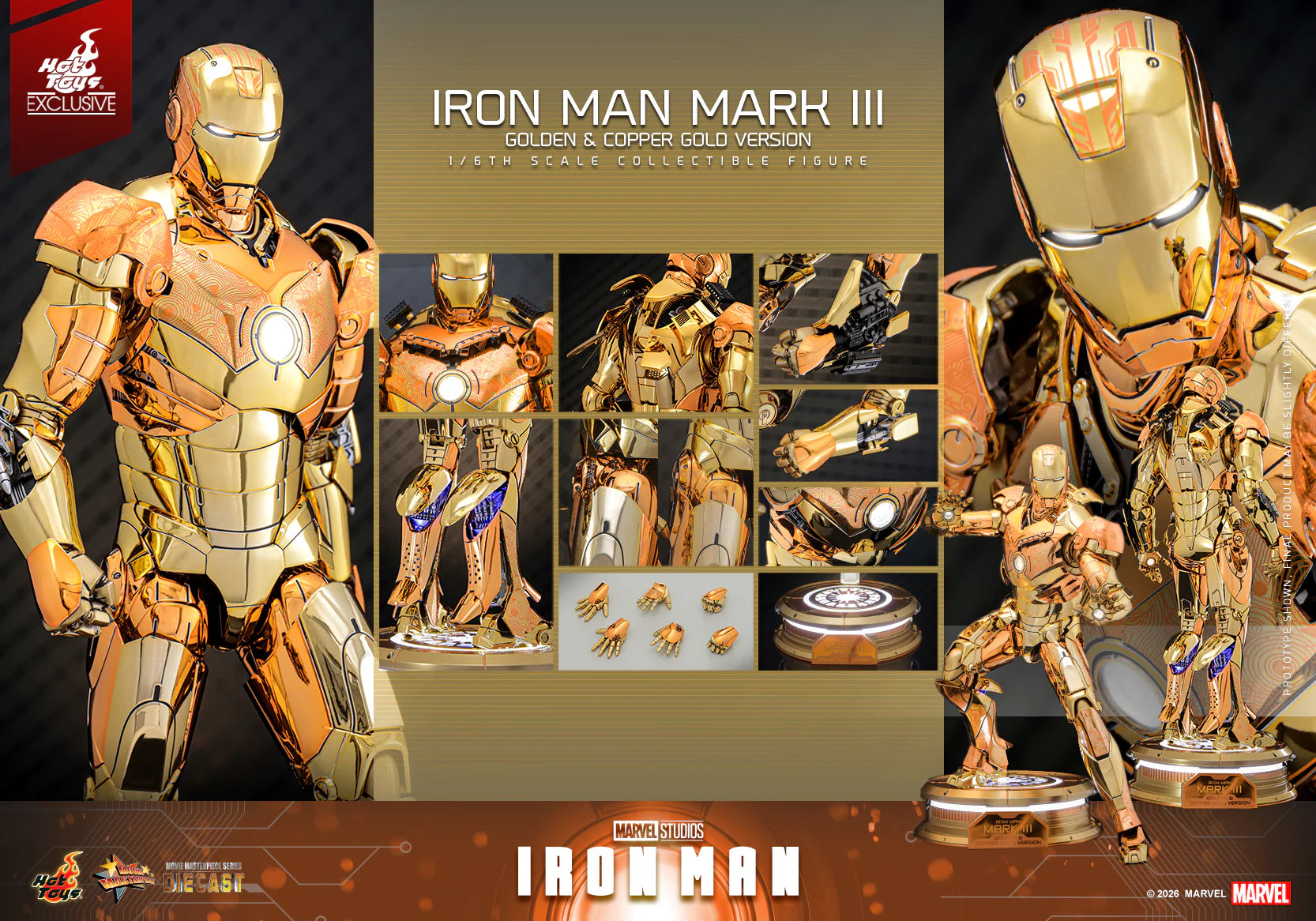 Hot Toy Iron Man Mark III Hot Toys Iron Man (Golden & Copper Gold Version) MMS848D78 1/6 Scale Collectible Figure