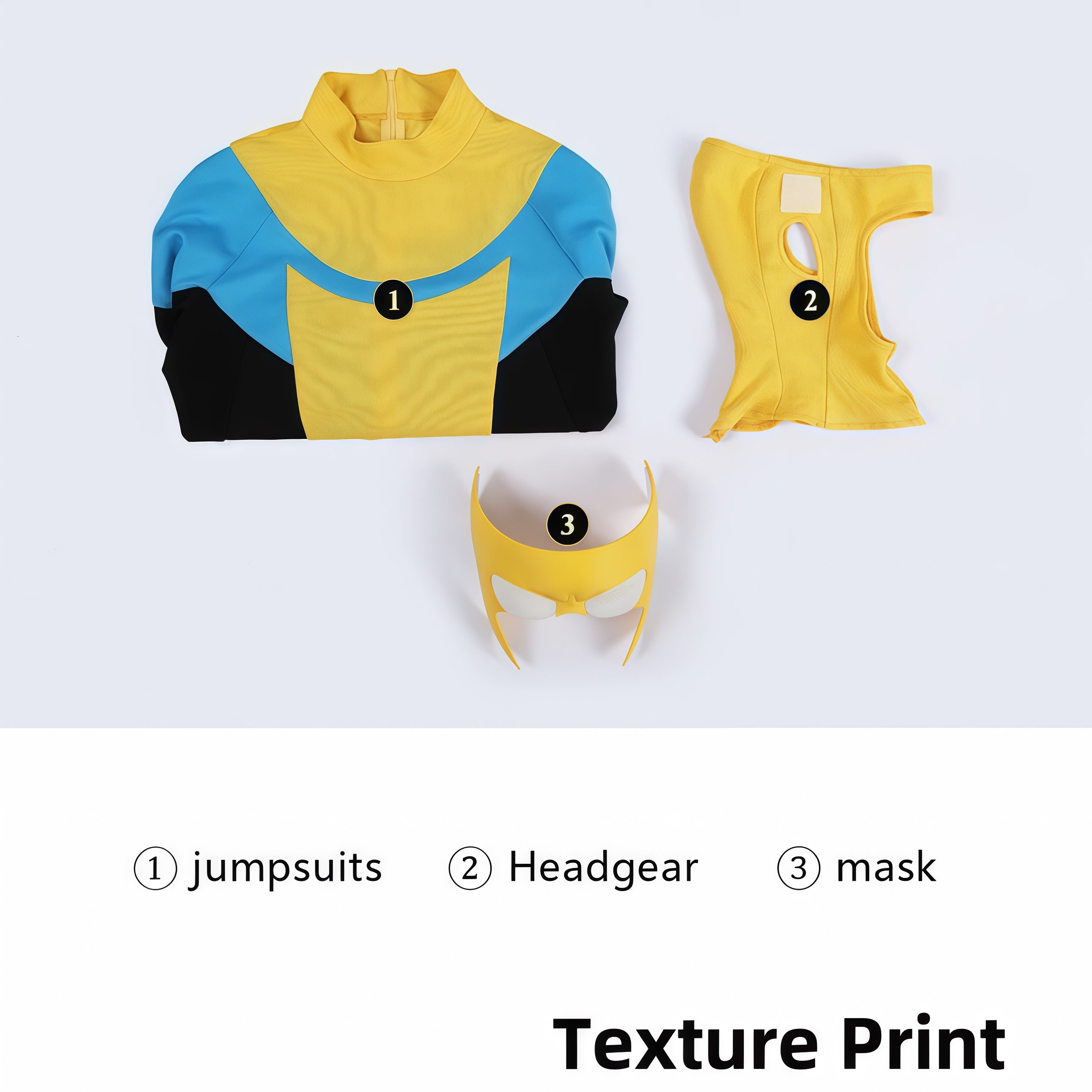 Invincible Mark Grayson Yellow and Blue Superhero Uniform Cosplay Costume