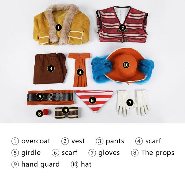 Anime One Piece Buggy The Star Clown Full Set Cosplay Costume