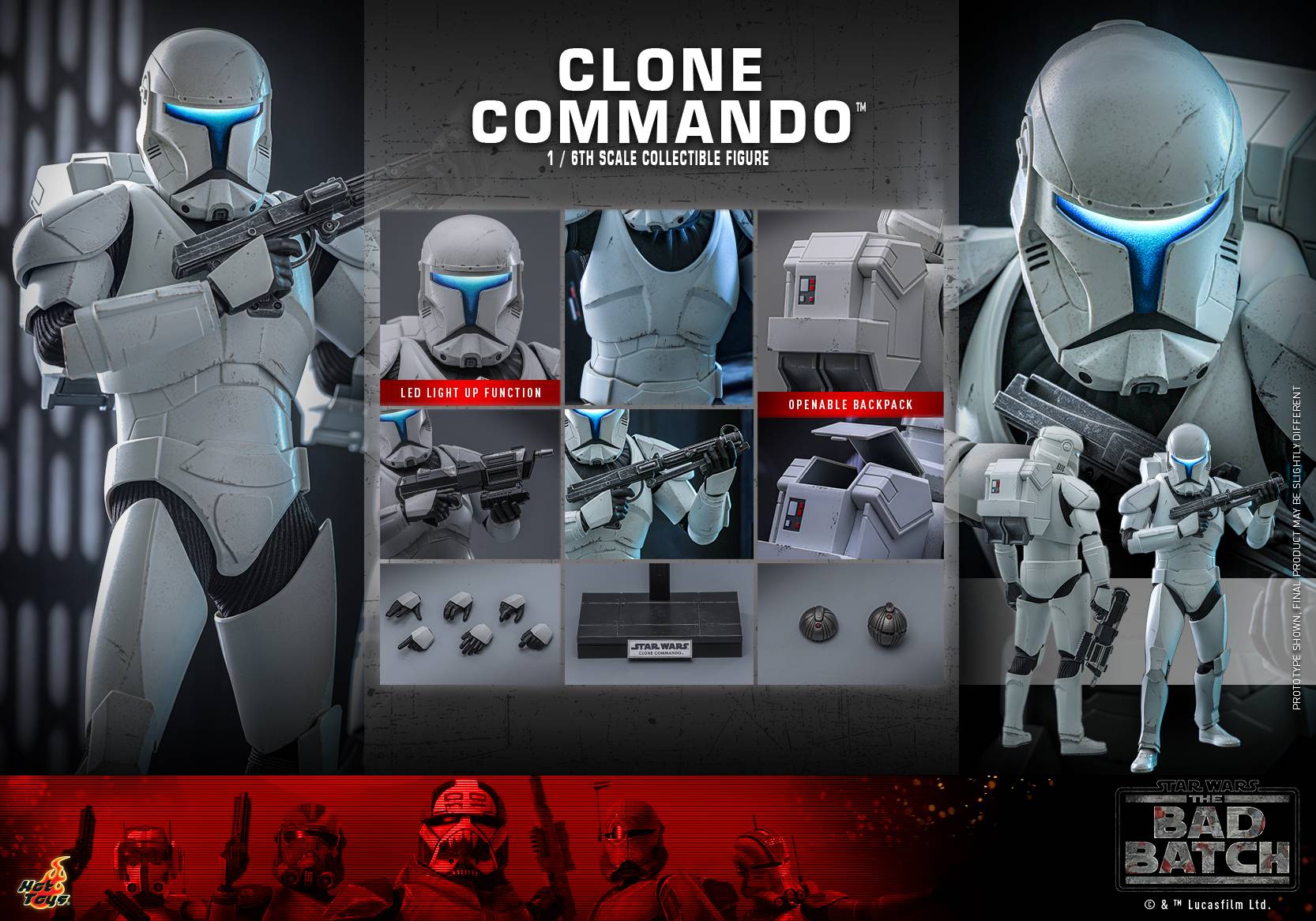 Hot Toys Clone Commando Hot Toys Star Wars: The Bad Batch TMS131 1/6 Scale Figure