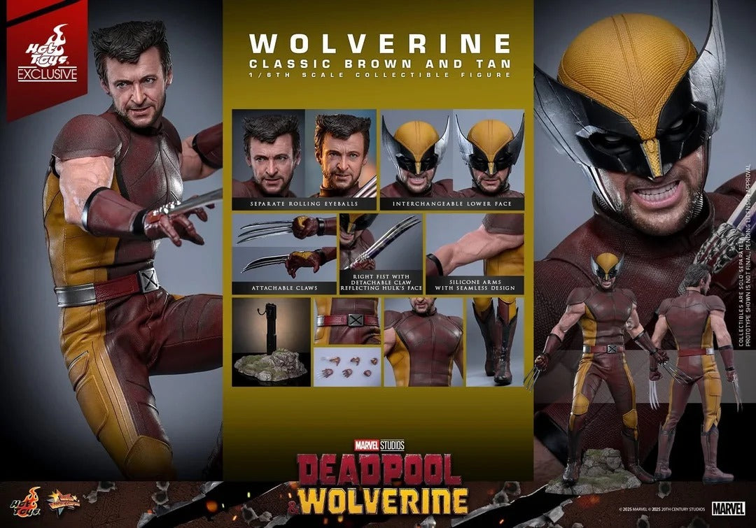 Hot Toys Wolverine (Classic Brown and Tan) Hot Toys Deadpool & Wolverine MMS831 1/6 Scale Figure