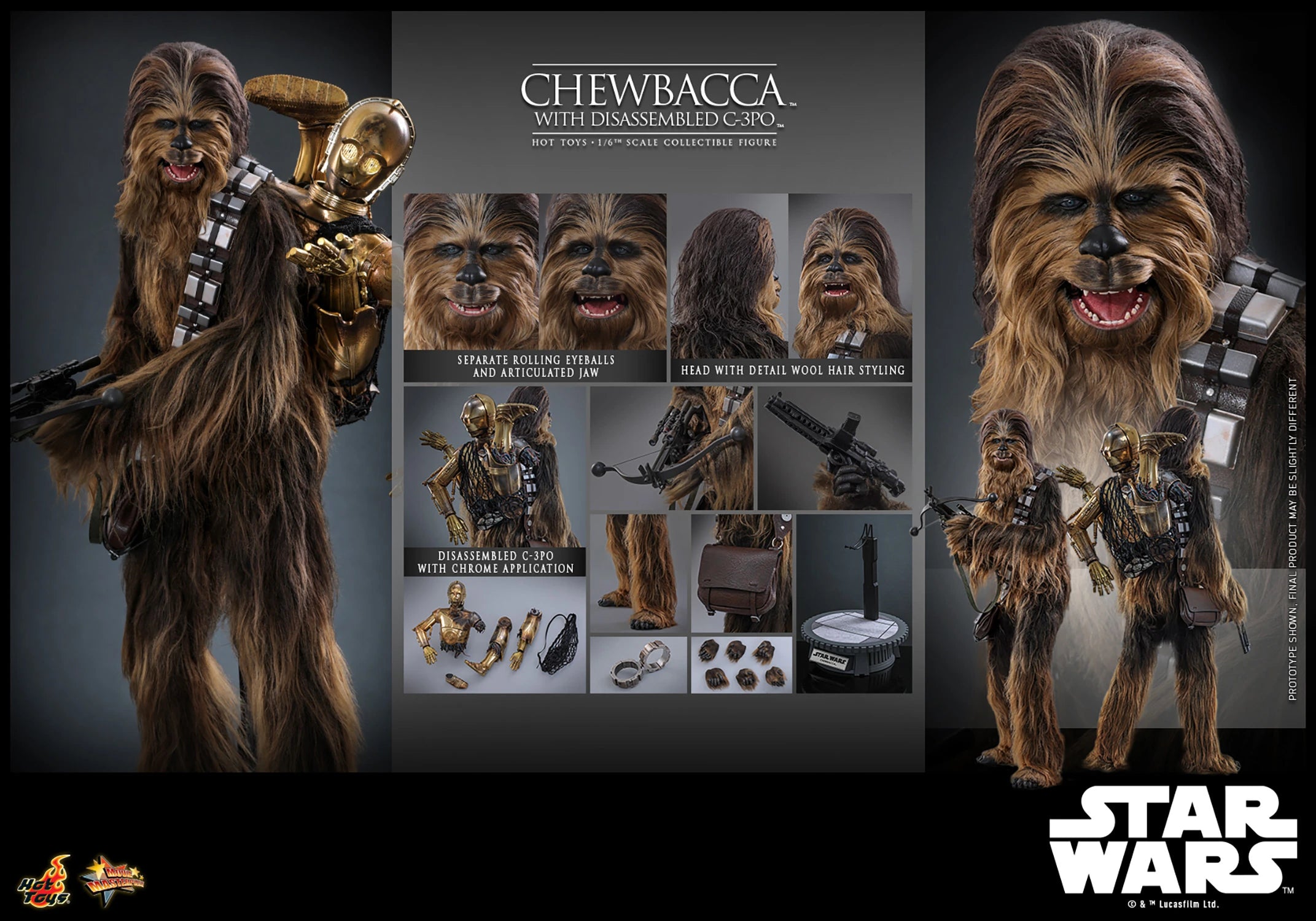 Hot Toys Chewbacca with Disassmbled C-3PO Hot Toys  Star Wars: The Empire Strikes Back MMS766 1/6 Scale Collectible Figure