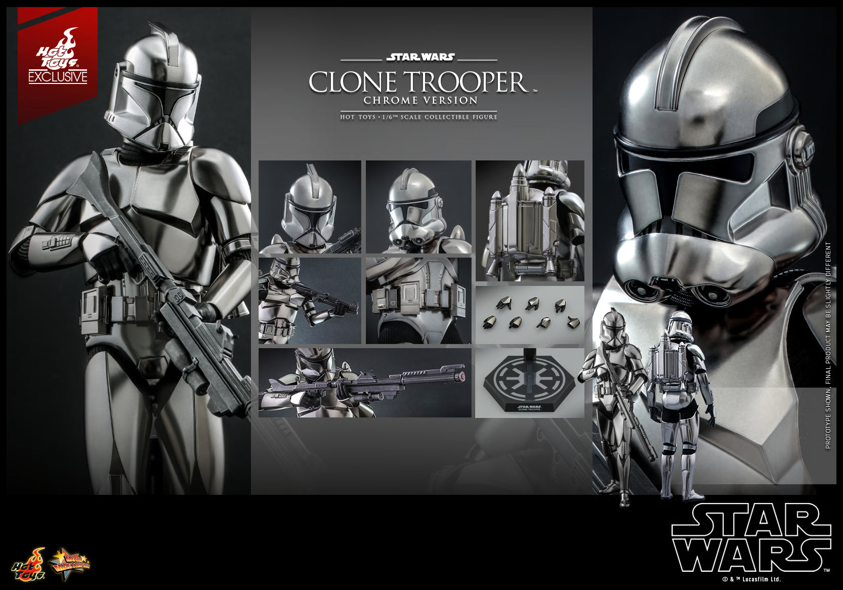 Hot Toys Star Wars–Star Wars Clone Trooper Chrome Version MMS643 1/6 Scale Figure