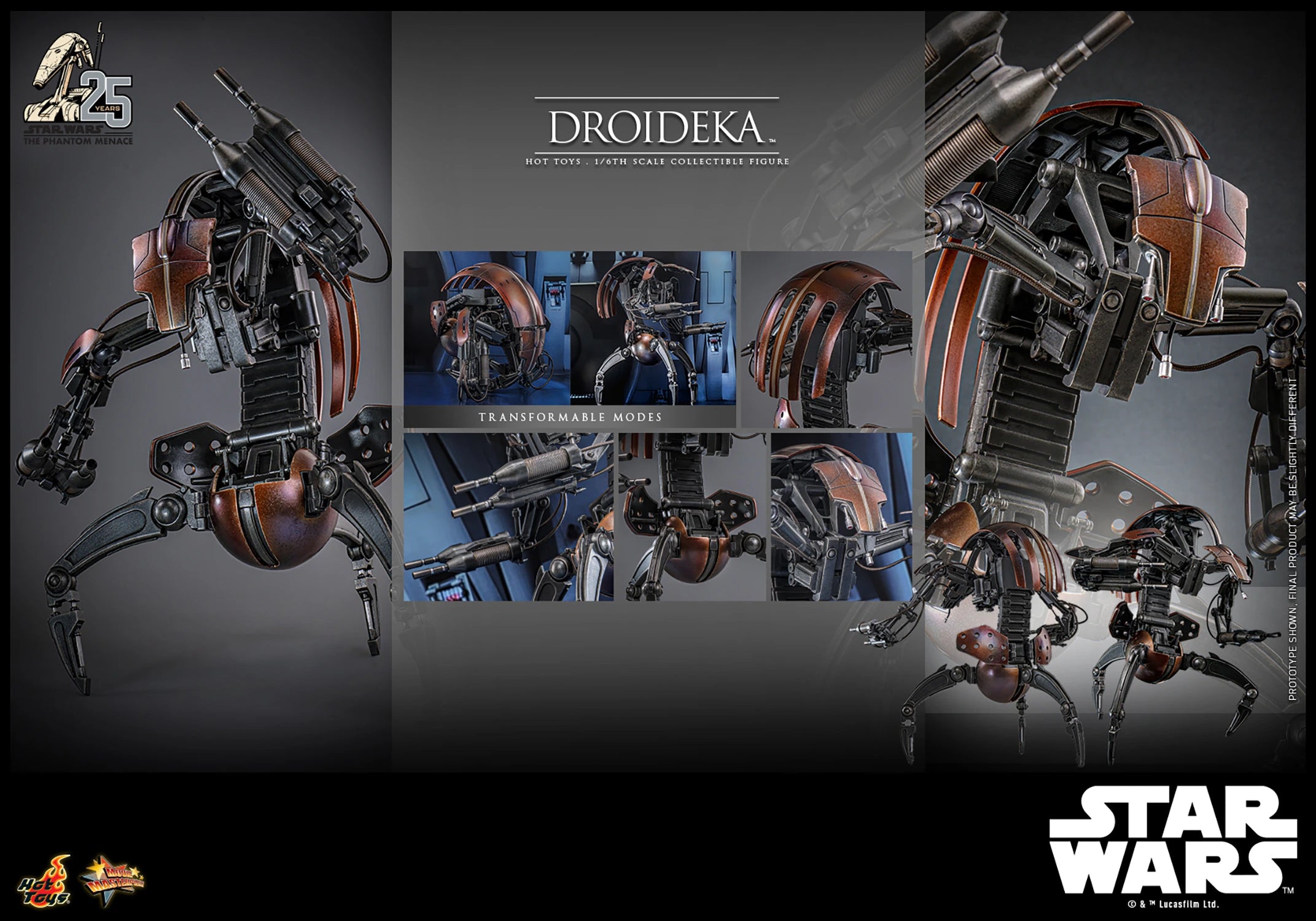 Hot Toys Star Wars The Phantom Menace Droideka 1/6 Scale Collectible Figure MMS755