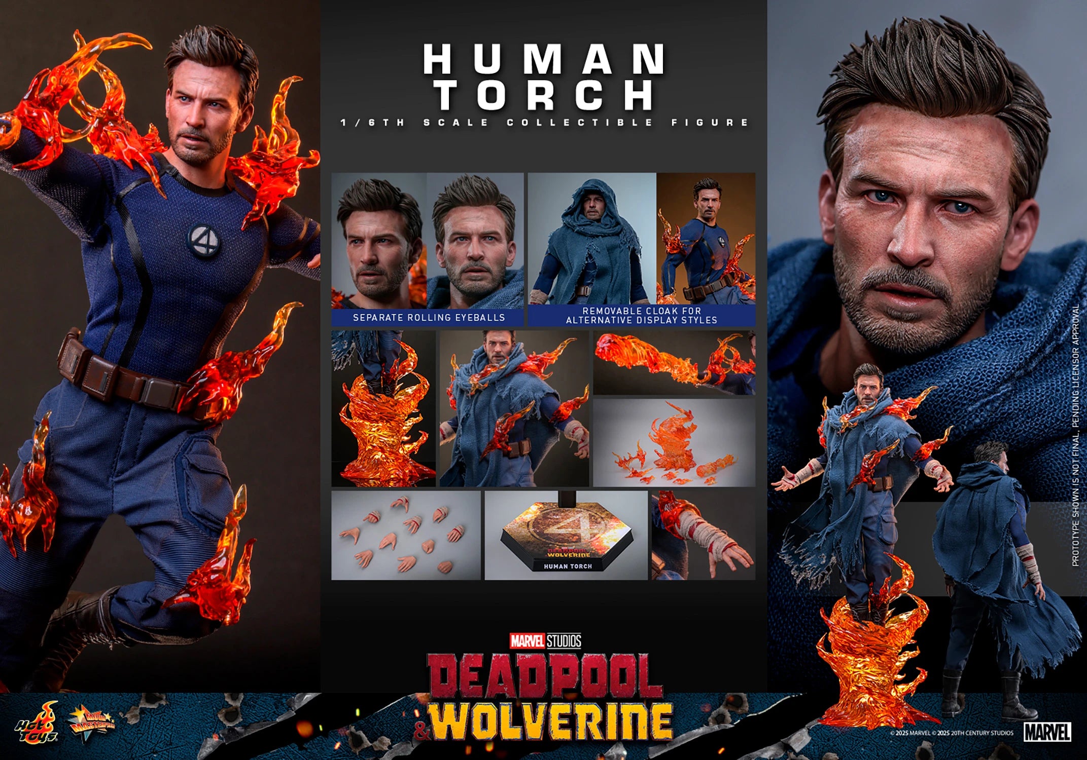 Hot Toys Human Torch Hot Toys Deadpool & Wolverine MMS789 1/6th Scale Collectible Figure