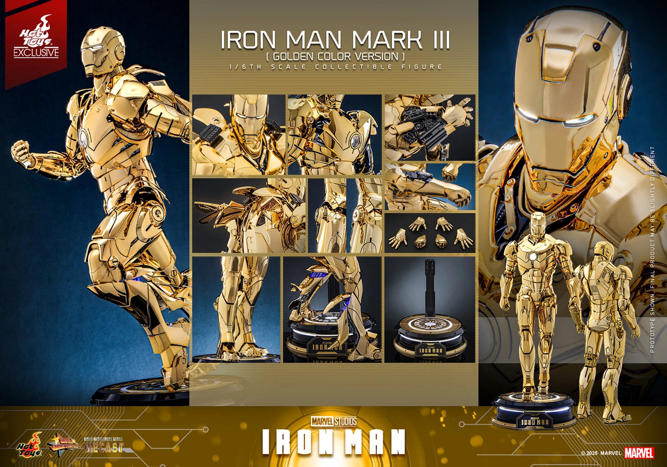 Hot Toys Iron Man Mark III (Golden Color Version) Hot Toys D69 Iron Man MMS764 1/6 Scale Figure
