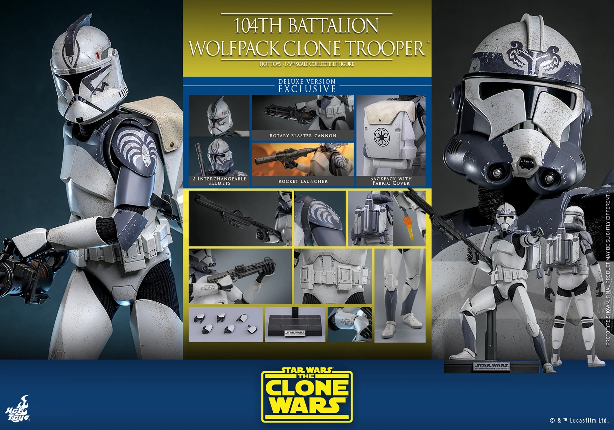 Hot Toys 104th Battalion Wolfpack Clone Trooper Hot Toys Star Wars: The Clone Wars TMS142 1/6 Scale Figure