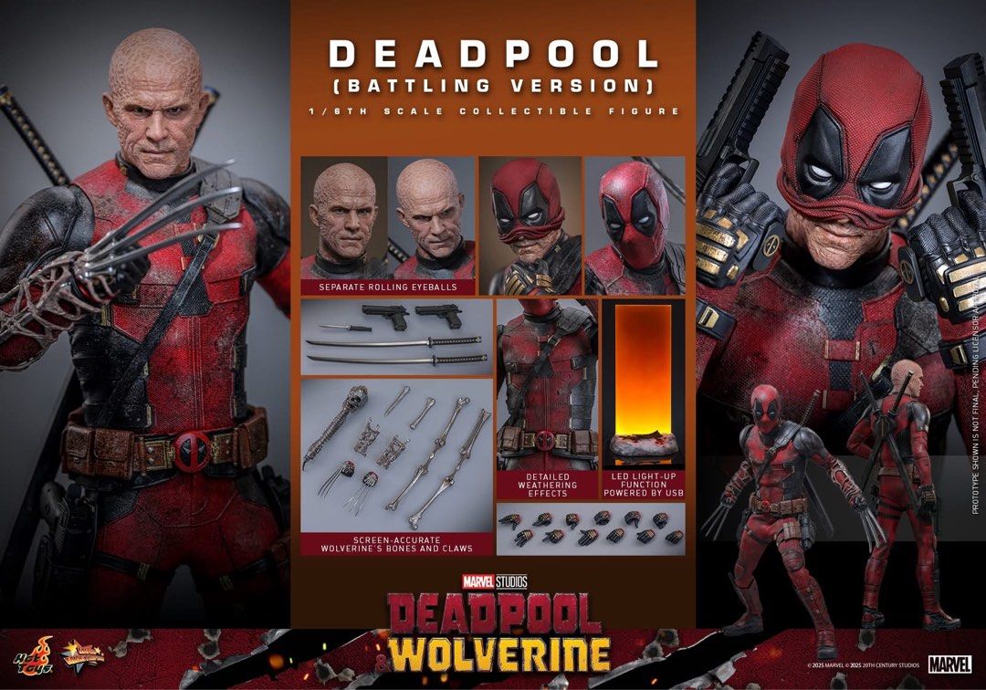 Hot Toys Deadpool (Battling Version) 1/6th scale Deadpool & Wolverine Collectible Figure MMS782