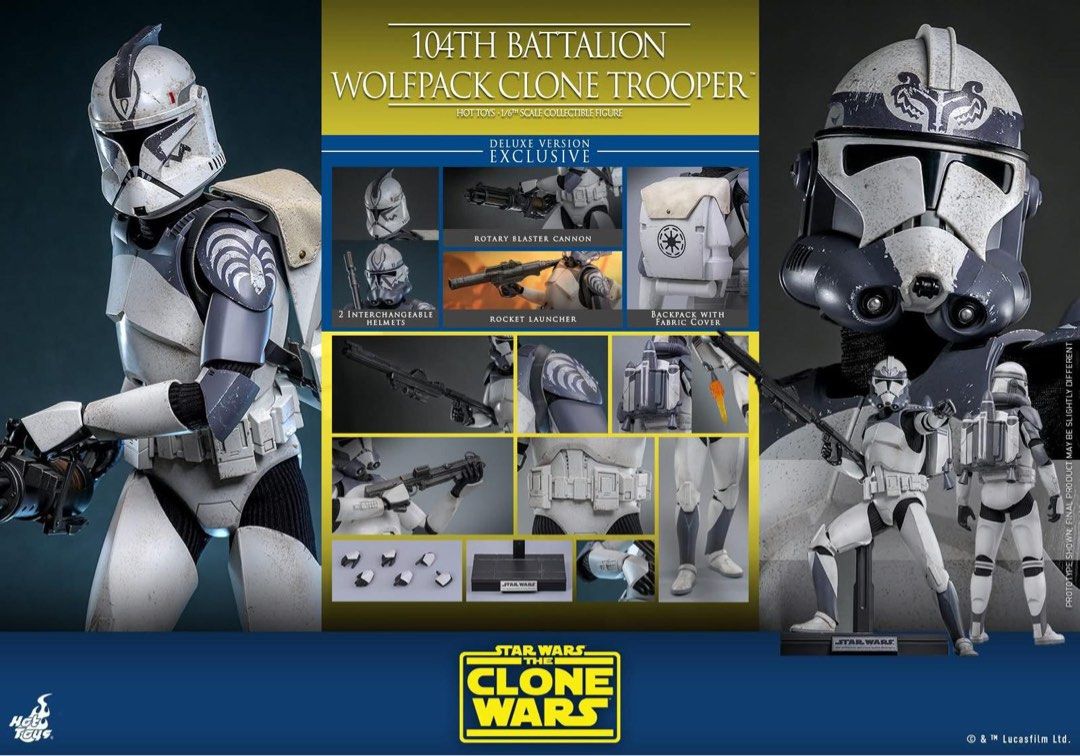 Hot Toys 104th Battalion Wolfpack Clone Trooper (Deluxe Version) Hot Toys Star Wars: The Clone Wars TMS143 1/6 Scale Figure