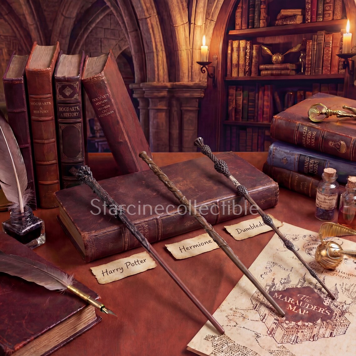 Harry Potter Style Magic Wand Gift Set – Features Real Flame Shooting & Light-Up Tip Technology