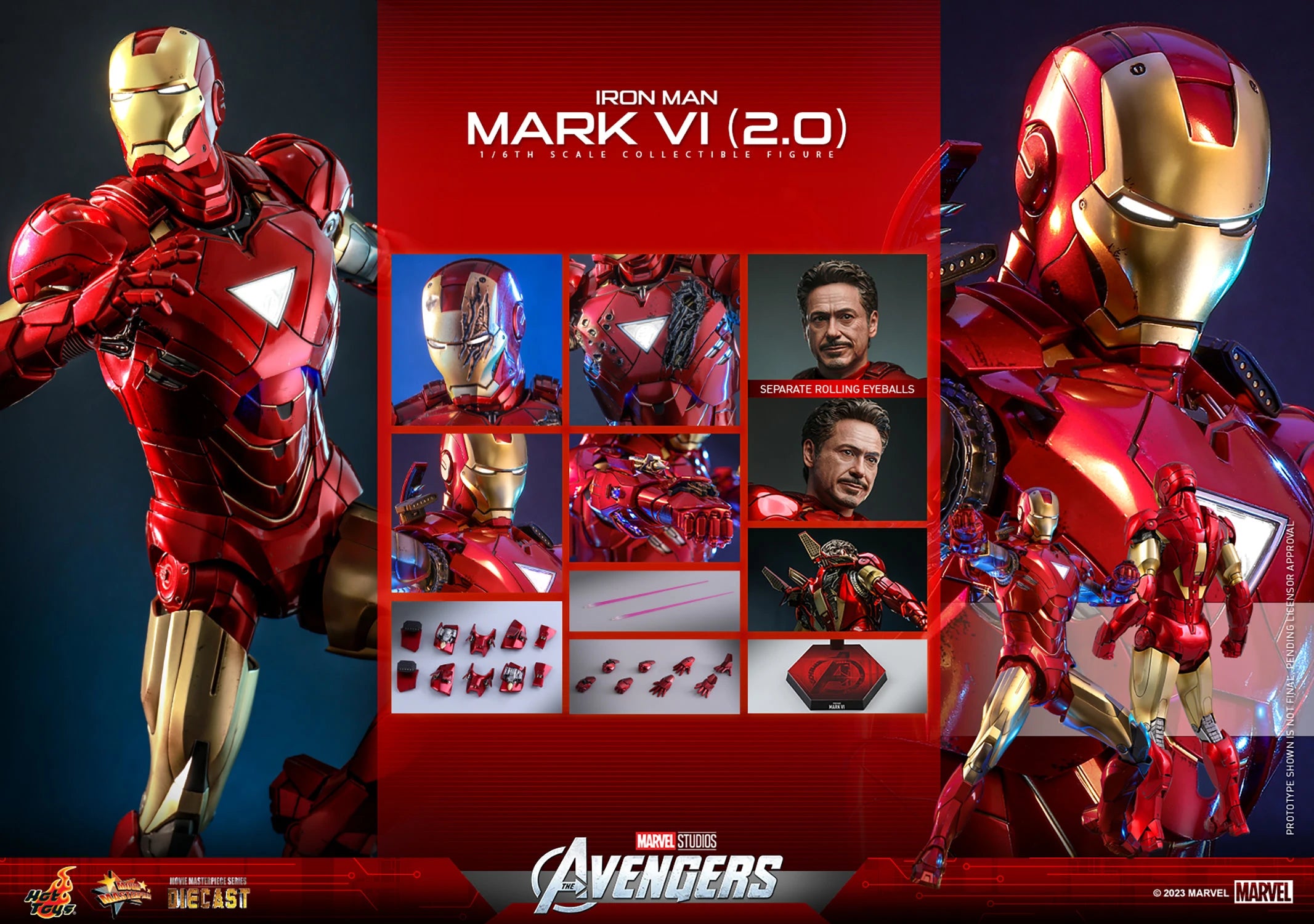 Hot Toys The Avengers Iron Man Mark VI 2.0 1/6 Figure MMS687 D52