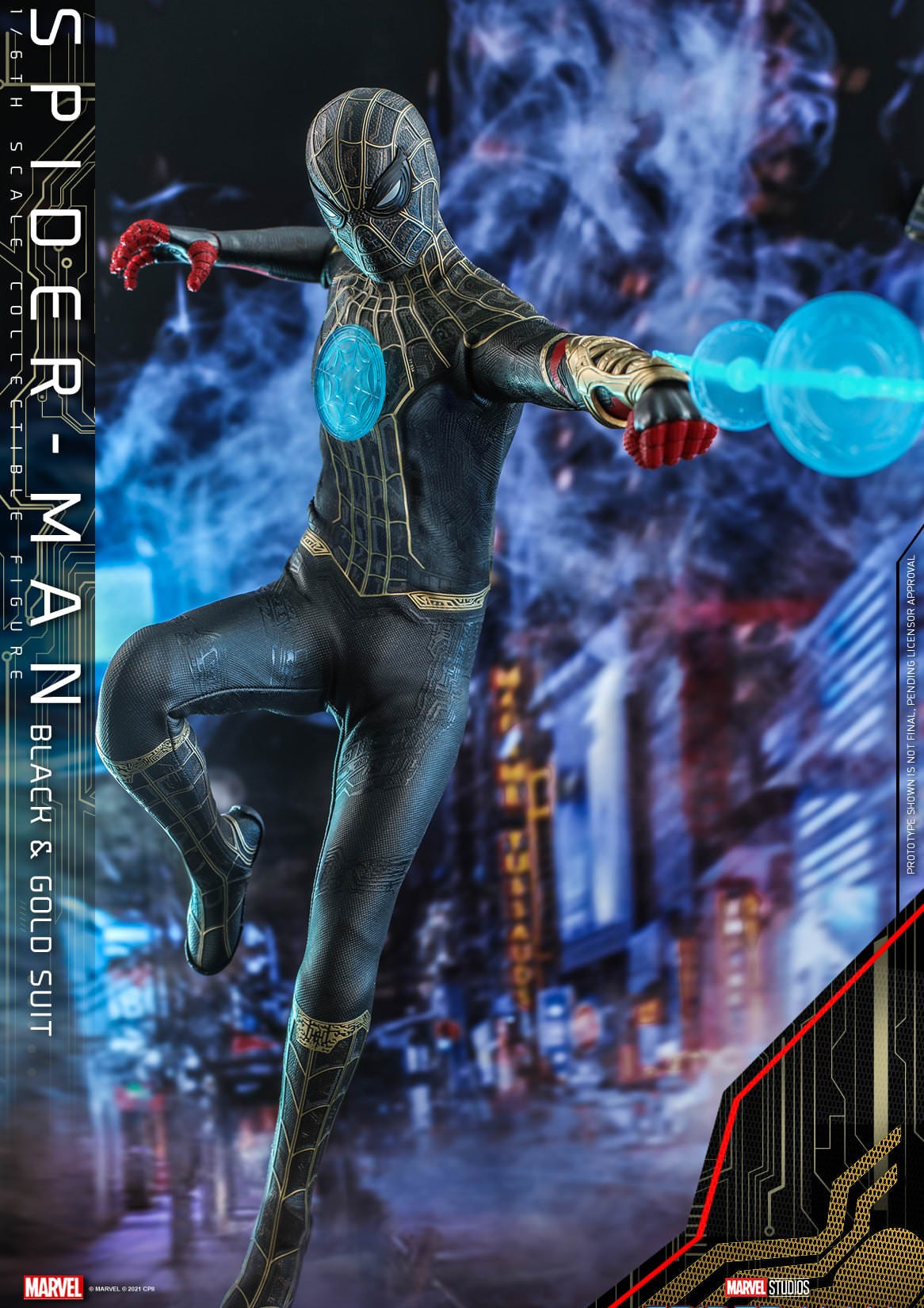 Hot Toys Spiderman-Spiderman No Way Home Black and Gold Suit MMS604 1/6 Scale Figure