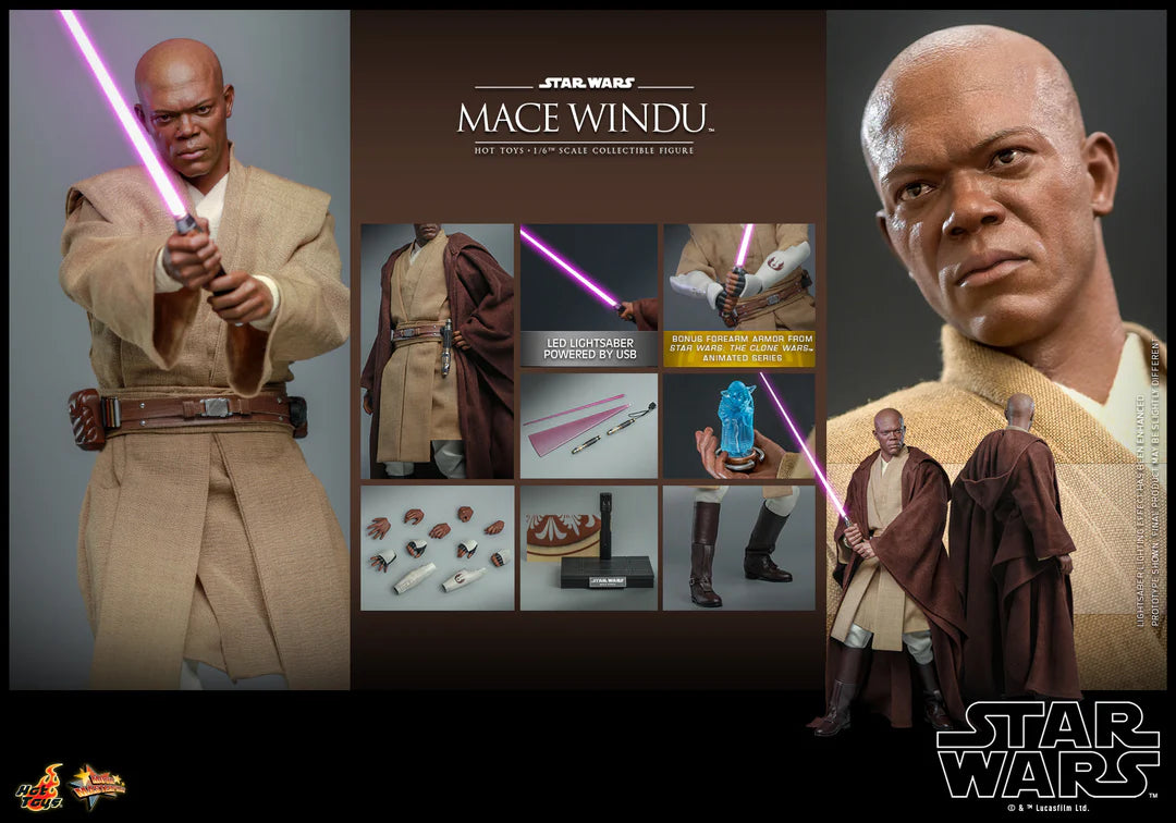 Hot Toys MACE WINDU Hot Toys Star Wars Attack of the Clones MMS681 1/6th scale Figure