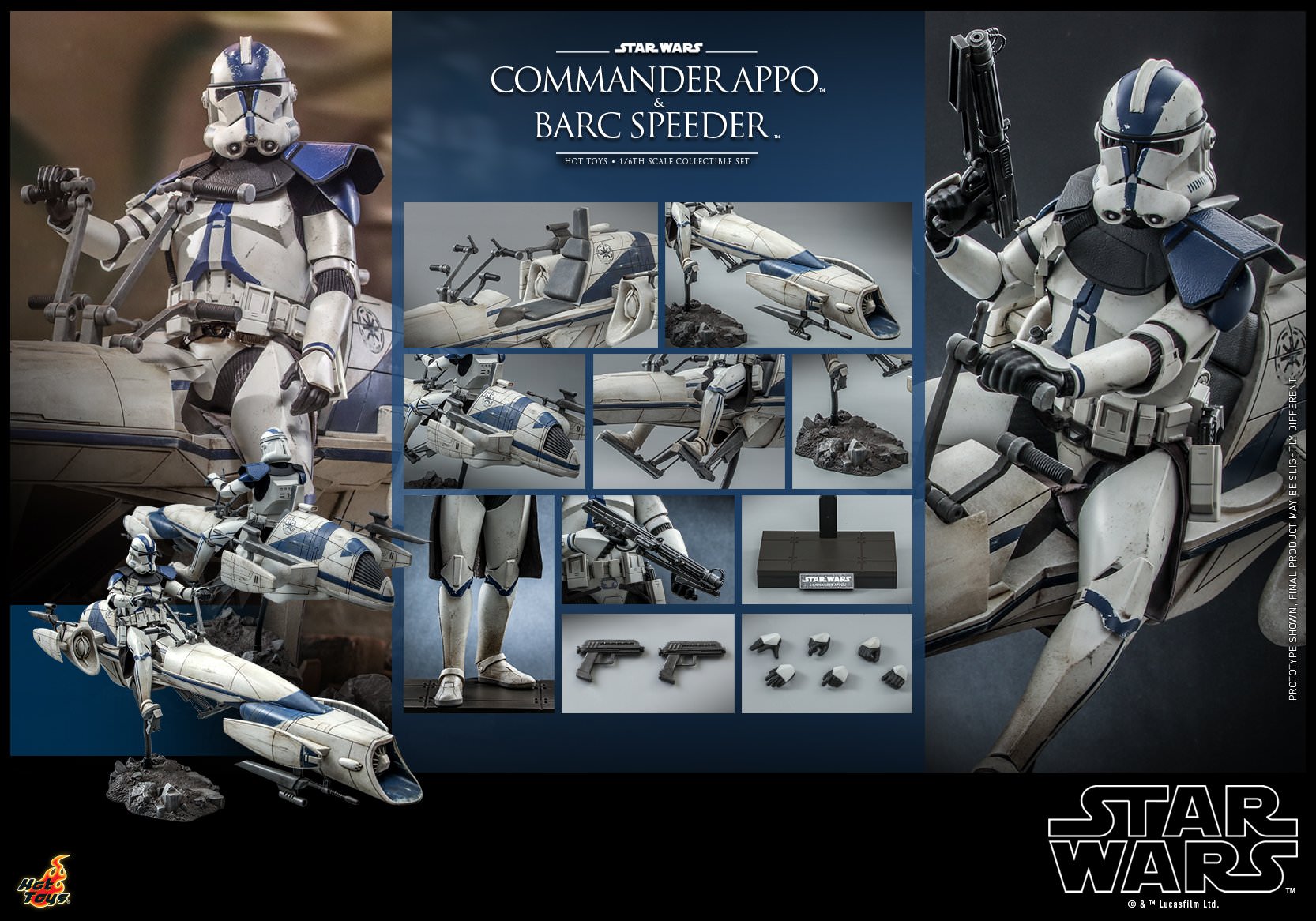 Hot Toys Star Wars-Star Wars The Clone Wars Commander Appo and BARC Speeder TMS076 1/6 Scale Figure
