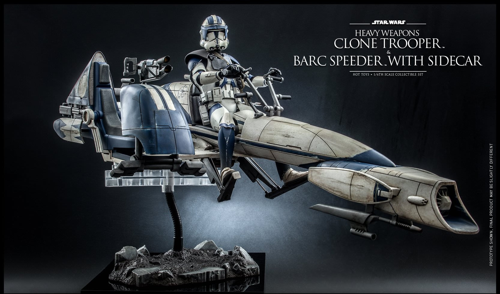 Hot Toys Star Wars-Star Wars The Clone Wars Heavy Weapons Clone Trooper and BARC Speeder with Sidecar Collectible Set TMS077 1/6 Scale Figure